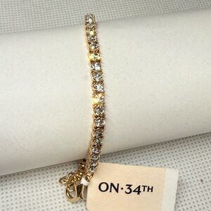 ON 34TH Gold Tone Tennis Bracelet Crystal Round Stones Metal Fashion